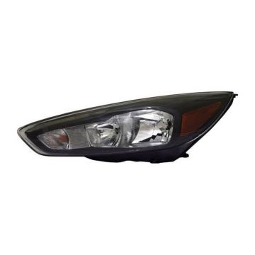 Headlight Assembly Composite Left Halogen Black Bezel w/Signature Lighting LED DRL for Ford Focus 2015-2018