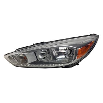 Headlight Assembly Composite Left Halogen Aluminum Bezel w/o Signature Lighting Bulb DRL for Ford Focus 2015-2018