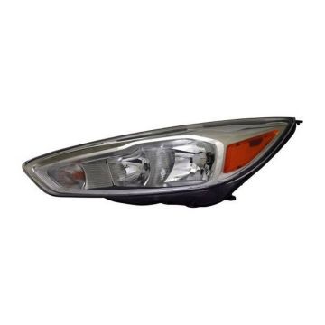 Headlight Assembly Composite Left Halogen Aluminum Bezel w/Signature Lighting LED DRL for Ford Focus 2015-2018