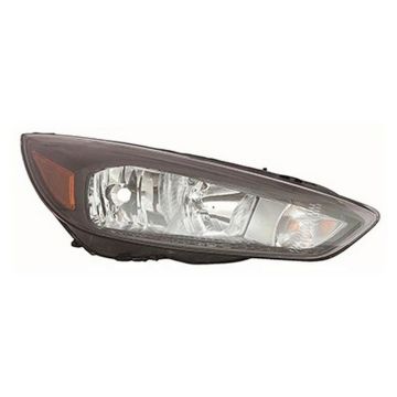 Headlight Assembly Composite Right Halogen w/o Signature Lighting Black Bezel Bulb DRL for Ford Focus 2015-2018
