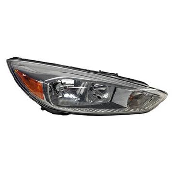 Headlight Assembly Composite Right Halogen Aluminum Bezel w/o Signature Lighting Bulb DRL for Ford Focus 2015-2018