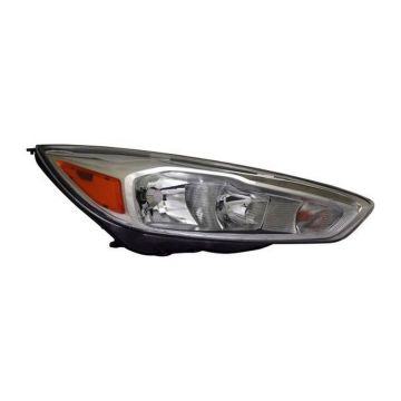 Headlight Assembly Composite Right Halogen Aluminum Bezel w/Signature Lighting LED DRL for Ford Focus 2015-2018