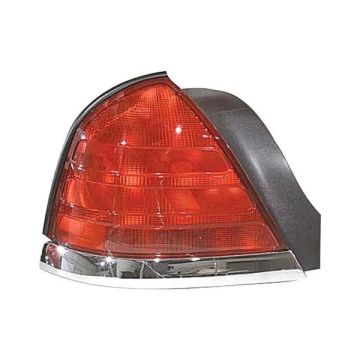 Tail Light Assembly Left w/o Sport Package w/Red Lens w/2 Bulb Lamp w/Chrome Molding for Ford Crown Victoria 1999-2005