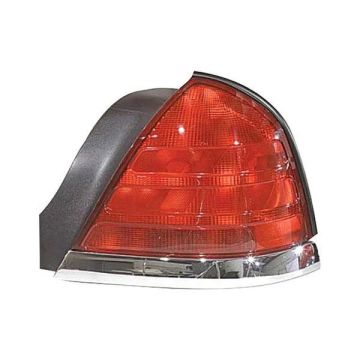 Tail Light Assembly Right w/o Sport Package w/Red Lens w/2 Bulb Lamp w/Chrome Molding for Ford Crown Victoria 1999-2005
