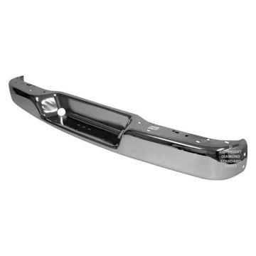 Bumper Face Bar Rear w/o Object Sensor Chrome Late Design Bright for Chevrolet Express 1500 Express 2500 Express 3500 GMC Savana 1500 Savana 2500 Savana 3500
