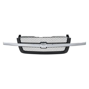 Grille Assembly Chrome & Textured Dark Gray for Chevrolet Silverado 1500 Silverado 1500 Classic Silverado 2500 Silverado 2500 HD Silverado 2500 HD Classic Silverado 3500 Silverado 3500 Classic