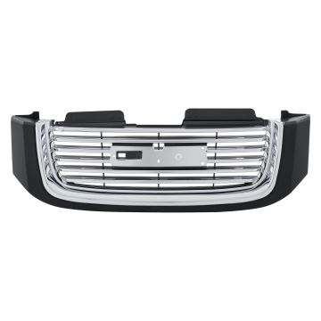 Grille Assembly w/o Headlamp Washer Chrome w/Black Frame (P) for GMC Envoy 2006-2009