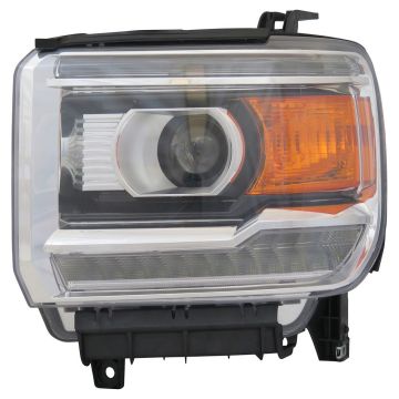 Headlight Assembly Composite Left LED Chrome Bezel for GMC Sierra 1500 Sierra 1500 Limited Sierra 2500 HD Sierra 3500 HD
