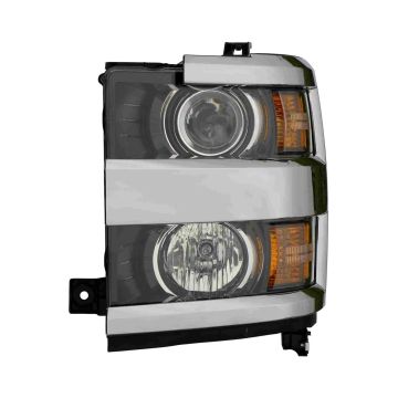 Headlight Assembly Composite Left Black Bezel Chrome Trim for Chevrolet Silverado 2500 HD Silverado 3500 HD