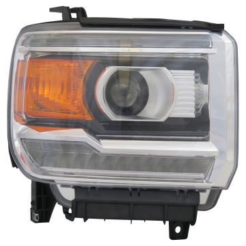 Headlight Assembly Composite Right LED Chrome Bezel for GMC Sierra 1500 Sierra 1500 Limited Sierra 2500 HD Sierra 3500 HD