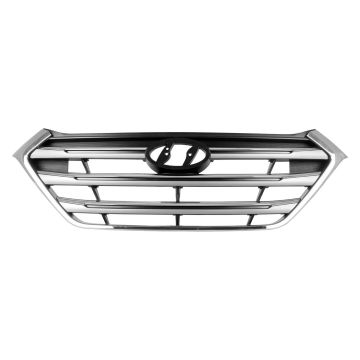 Grille Assembly w/Pedestrian Recognition Silver/Chrome Molding for Hyundai Tucson 2016-2017