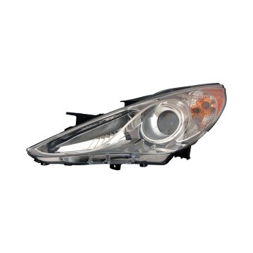 Headlight Assembly Composite Left Halogen Type 2 Chrome Bezel for Hyundai Sonata Limited SE 2011-2014
