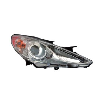 Headlight Assembly Composite Right Halogen Type 2 Chrome Bezel for Hyundai Sonata Limited SE 2011-2014