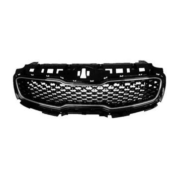 Grille Assembly w/o Pre-Collision System Gloss Black w/Chrome Frame for Kia Sportage 2017-2019
