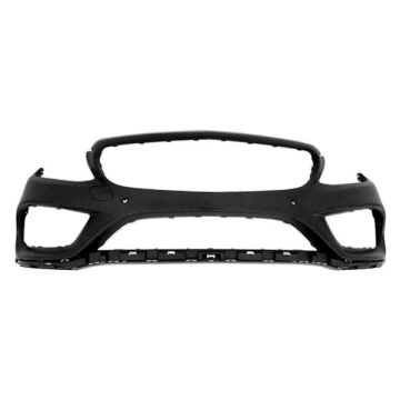 Bumper Cover Front W205/A205/C205 w/Sport Pkg w/o Surround View w/Active Park Primed for Mercedes-Benz C300 C400 C43 AMG C450 AMG