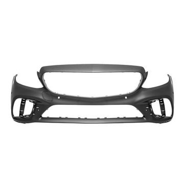 Bumper Cover Front A205/C205/W205/S205 w/AMG Styling Pkg w/o Sur View w/Active Park Assist Primed for Mercedes-Benz C300 Convertible Coupe Wagon Sedan 2019-2023