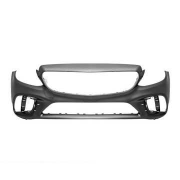 Bumper Cover Front A205/C205/W205/S205 w/AMG Styling Pkg w/Sur View w/o Active Park Assist Primed for Mercedes-Benz C300 Convertible Coupe Wagon Sedan 2019-2023
