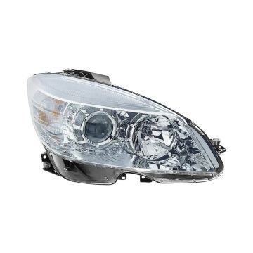 Headlight Assembly Composite Right W204 Halogen From 2-9-07 Chrome Bezel for Mercedes-Benz C230 C250 C300 C350 C63 AMG