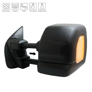 Door Mirror Assembly Left w/o Around View Monitor Non-Electrochromic w/Blind Spot Detection w/Cover Towing Mirror Black for Nissan TITAN TITAN XD