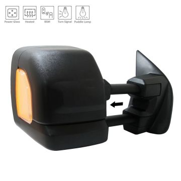 Door Mirror Assembly Right w/o Around View Monitor Non-Electrochromic w/Blind Spot Detection w/Cover Towing Mirror Black for Nissan TITAN TITAN XD
