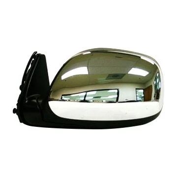 Door Mirror Assembly Left Non-Heated Power Remote Textured Black w/Chrome Housing for Toyota Tundra 2000-2004