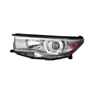 Headlight Assembly Composite Left w/Smoked Chrome Accent for Toyota Highlander Hybrid Limited Hybrid LE Hybrid XLE 2014-2016