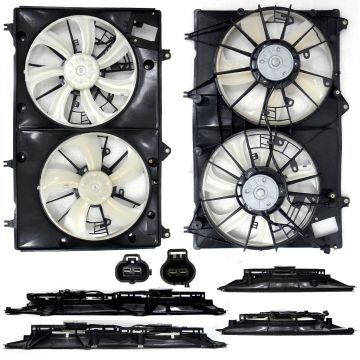 Engine Cooling Fan Assembly w/Towing Pkg Motor/Blade/Shroud Dual Fan Assembly USA Built for Toyota Highlander Limited Base SE Sport Sport Premium Base Premium Plus 2010-2013