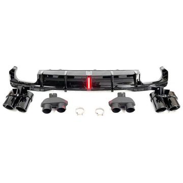 Audi A7 S7 C8 2019-2024 (for S Line) S7 Style Rear Bumper Diffuser with LED Light and Exhaust Tips