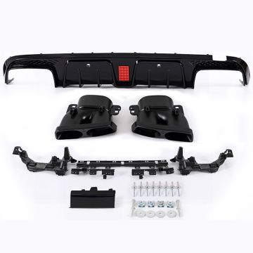 Mercedes Benz C300 C350 C400 C-Class W205 Sedan 2015-2018 Rear Diffuser Exhaust Tips BBS Style Black