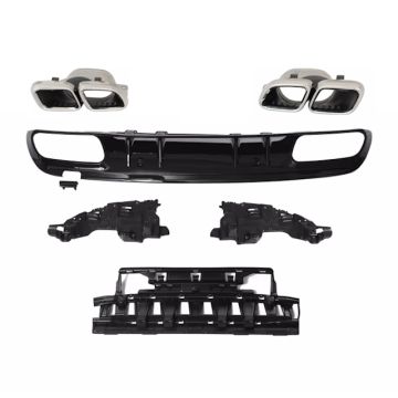 Mercedes-Benz C-Class W205 2015-2021 Rear Diffuser with Exhaust Tips AMG C63 Style Gloss Black